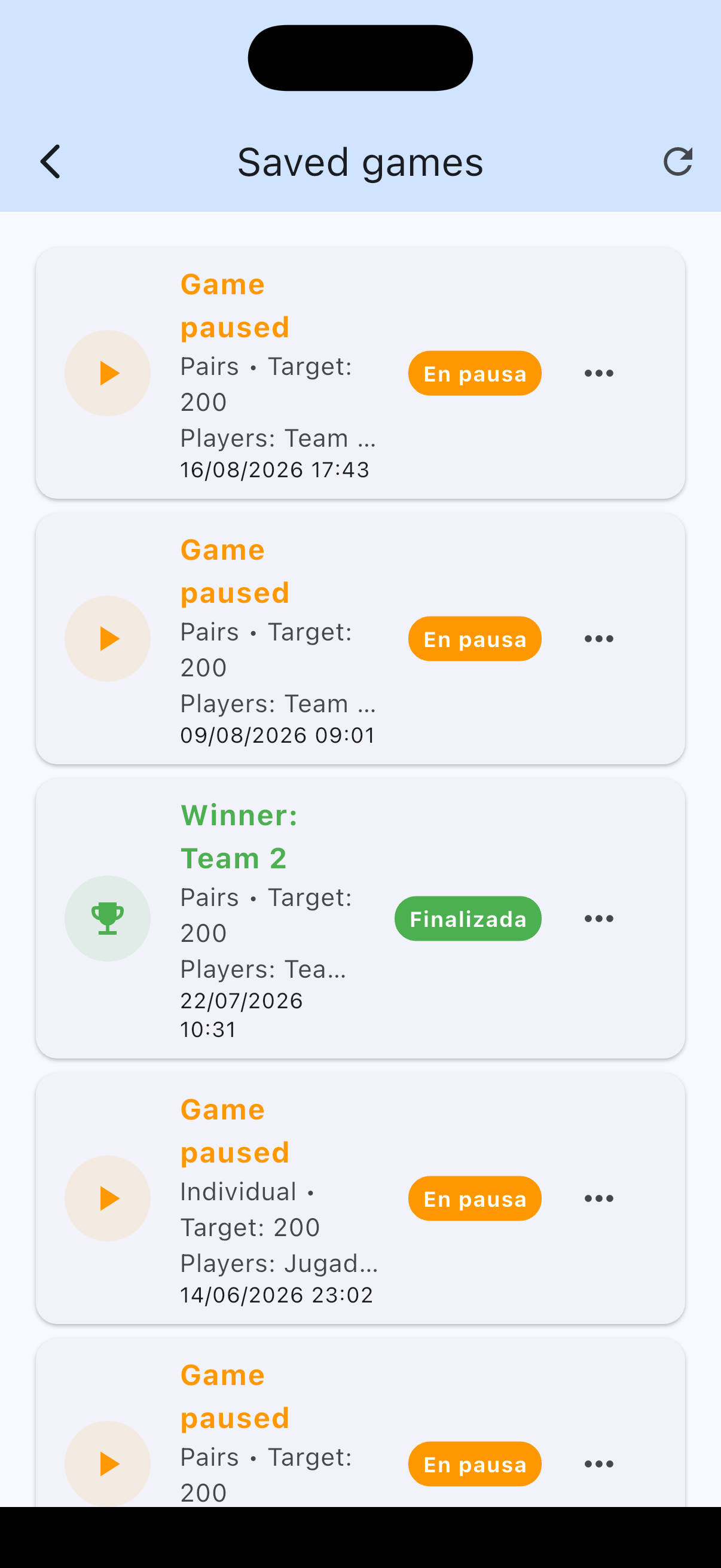 Saved games